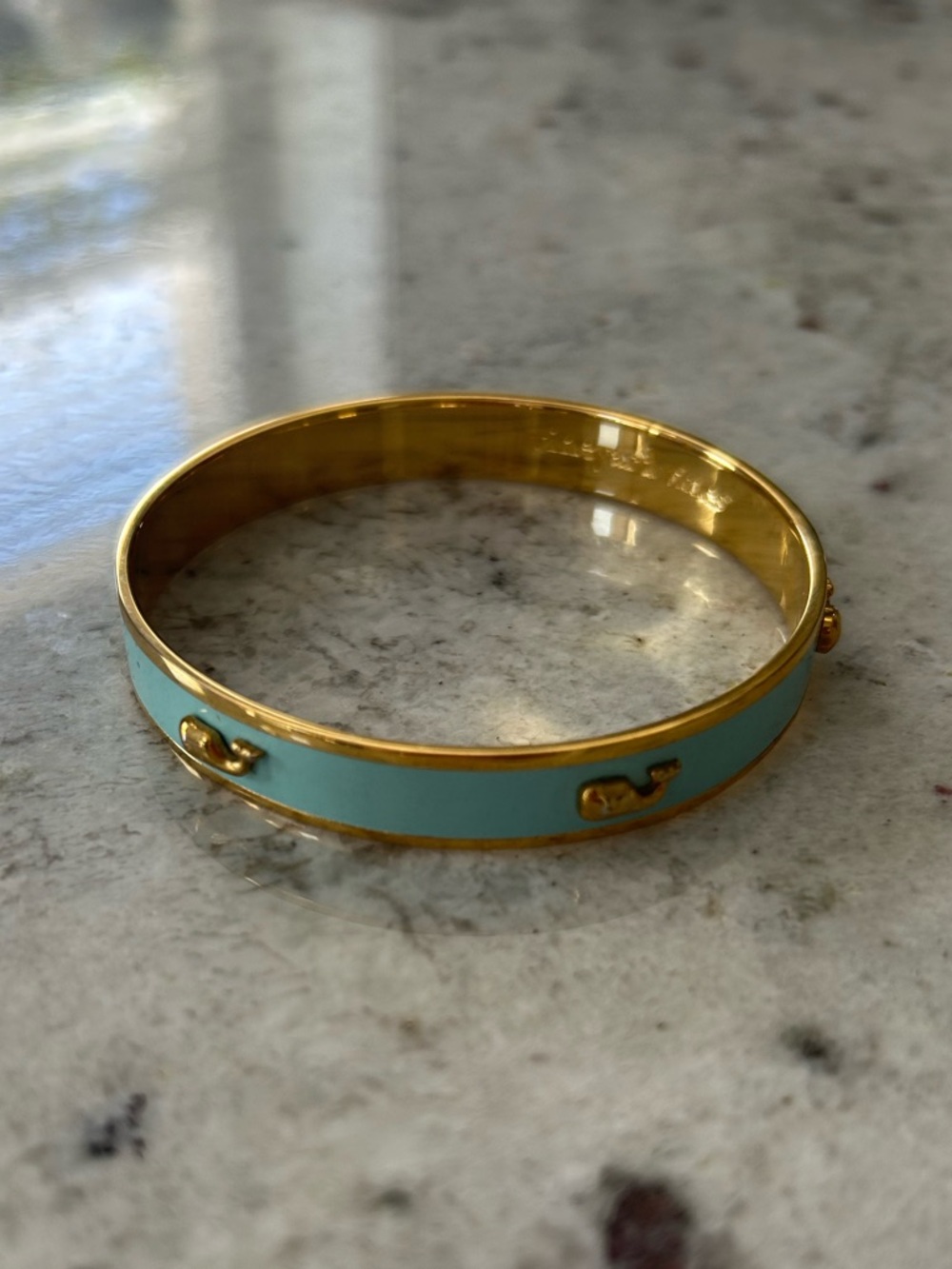 Vineyard Vines Gold-Tone Aqua Enamel Whale Bangle